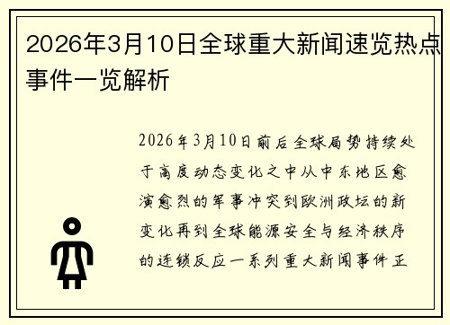 2026年3月10日全球重大新闻速览热点事件一览解析 2026年3月10日全球重大新闻速览热点事件一览解析